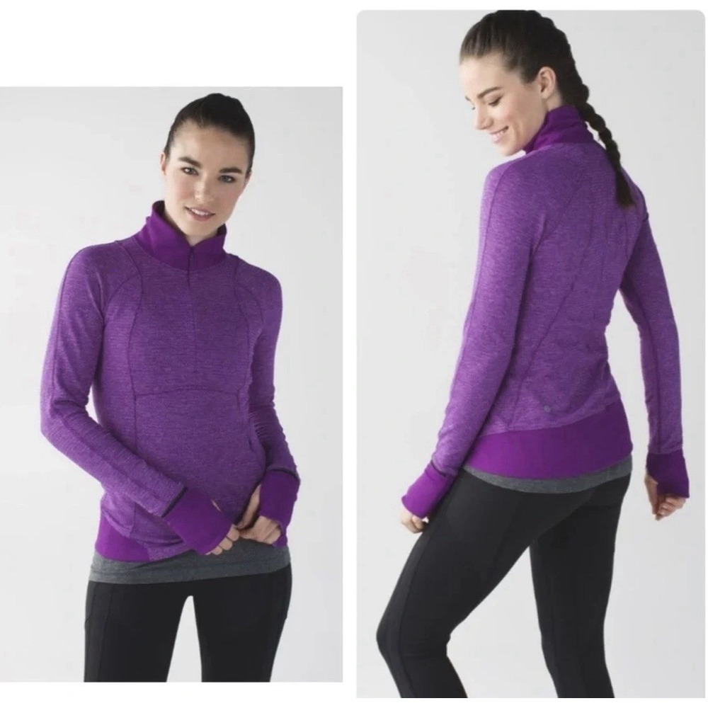 Lululemon Runderful Purple Space Dye Half Zip Pullover Athletic Women's 6